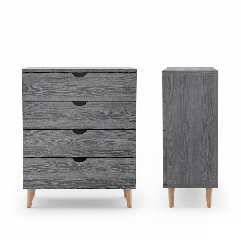 DH BASIC Mid-Century Modern Distressed Grey 31-inch Wide 4-Drawer Vertical Dresser by Denhour