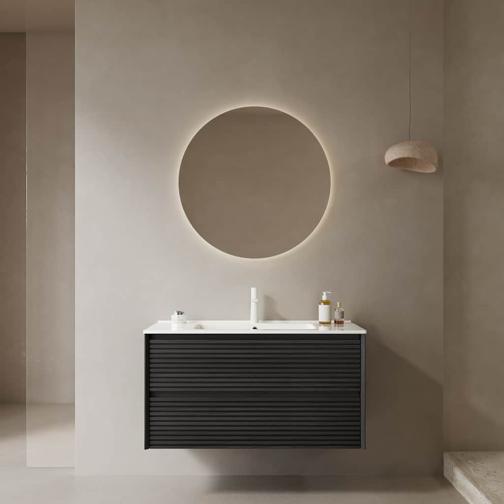 High Quality Wall Mount BathroomSingle Sink Vanity w/ 2 Drawers