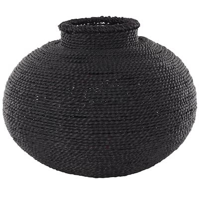 Metal Handmade Wrapped Pot Decorative Vase - Black - Roche River Decor