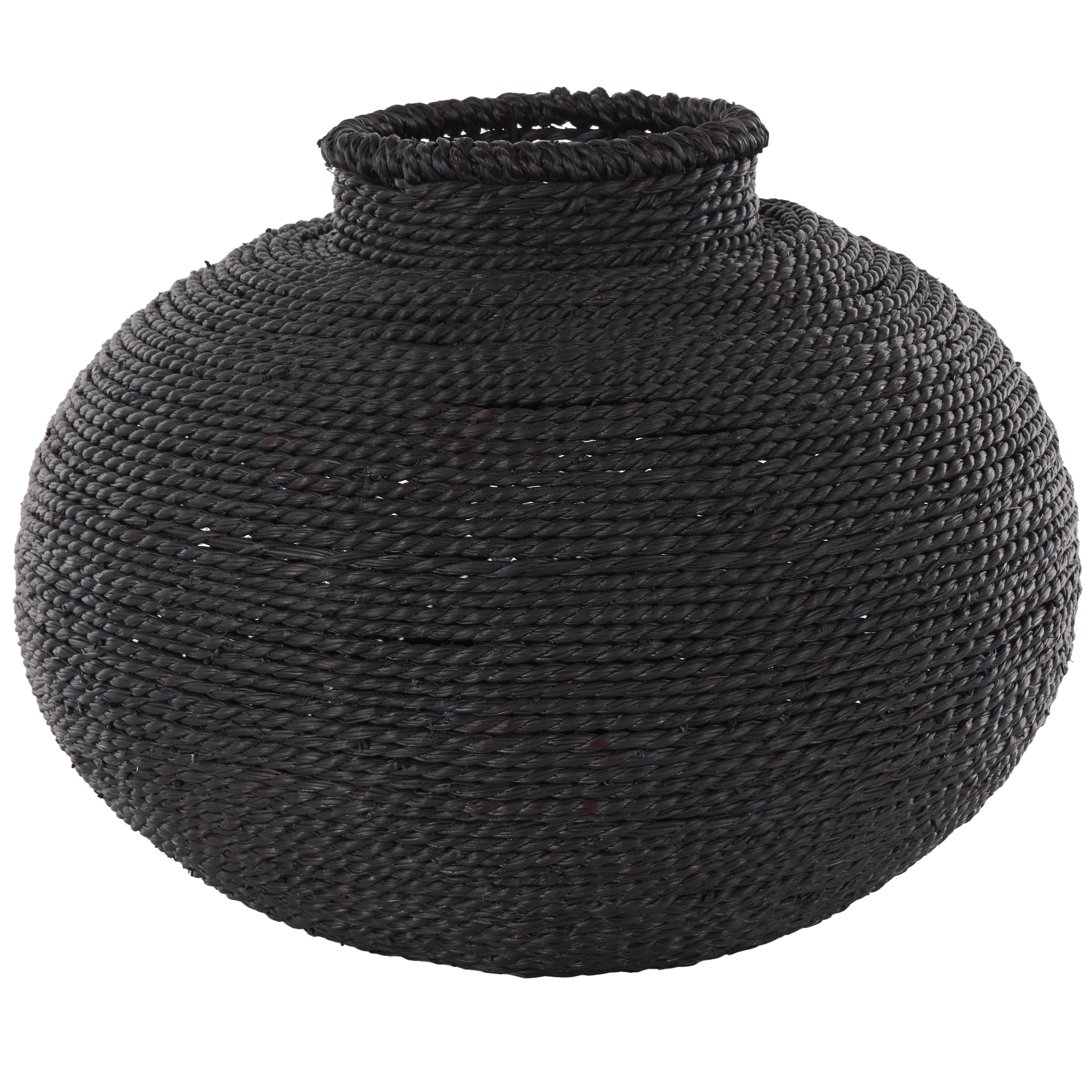 Metal Handmade Wrapped Pot Decorative Vase - Black - Roche River Decor
