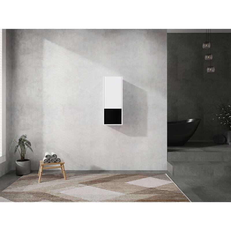 Modern Wall-Mounted Bathroom Side Cabinet with Soft-Close Doors, Floating Design, 6 Storage Compartments, 12-Inch Width