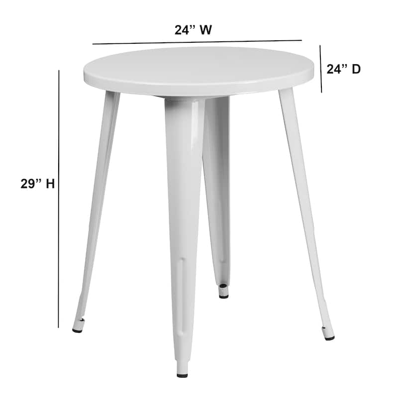 Steel Round Indoor/ Outdoor Table - 24"W x 24"D x 29"H