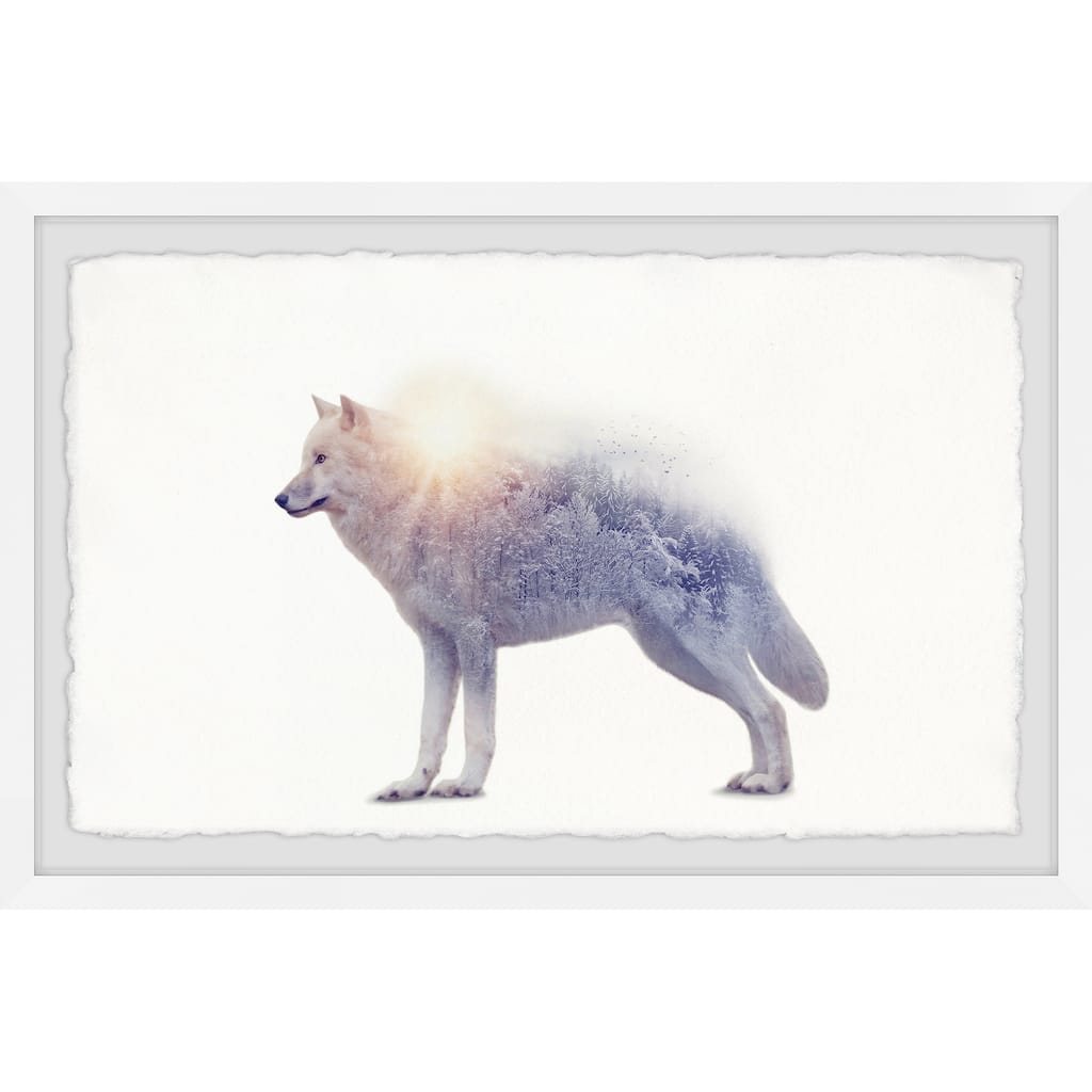 'Bright White Wolf' Framed Painting Print