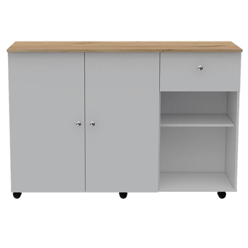 Sayville 2-Drawer 2-Shelf Kitchen Island White and Pine - White