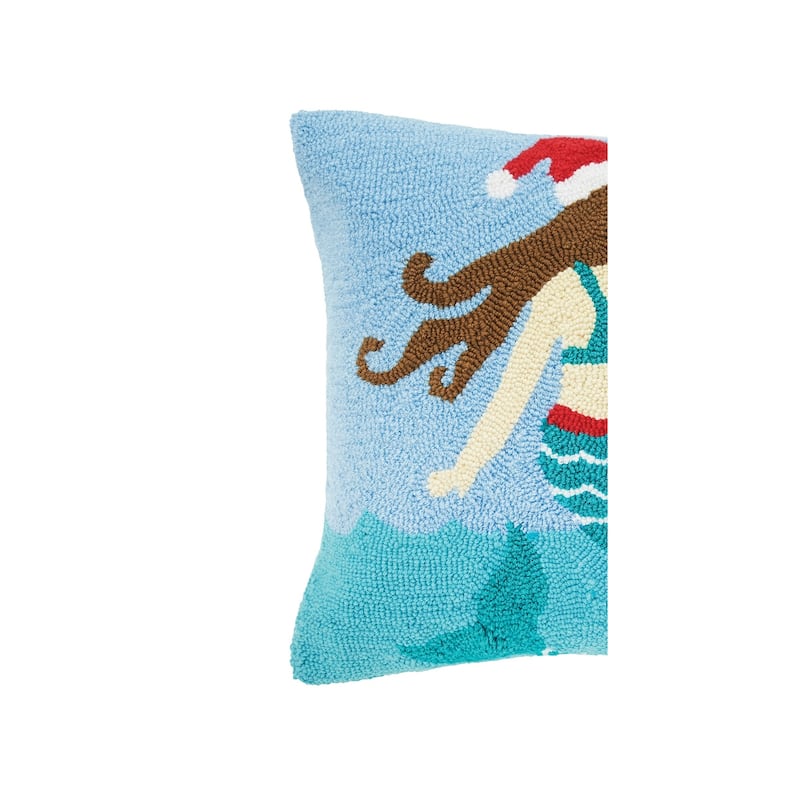 Santa Star Mermaid Hooked Throw Pillow
