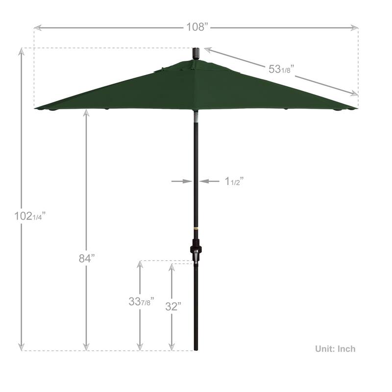 California Umbrella 9' Rd. Aluminum Patio Umbrella, Deluxe Crank Lift with Collar Tilt, Bronze Frame Finish, Pacifica Fabric