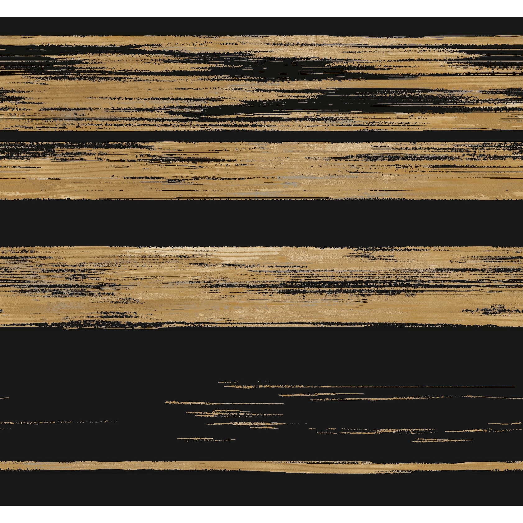 Ronald Redding Horizontal Dry Brush Black & Gold Wallpaper