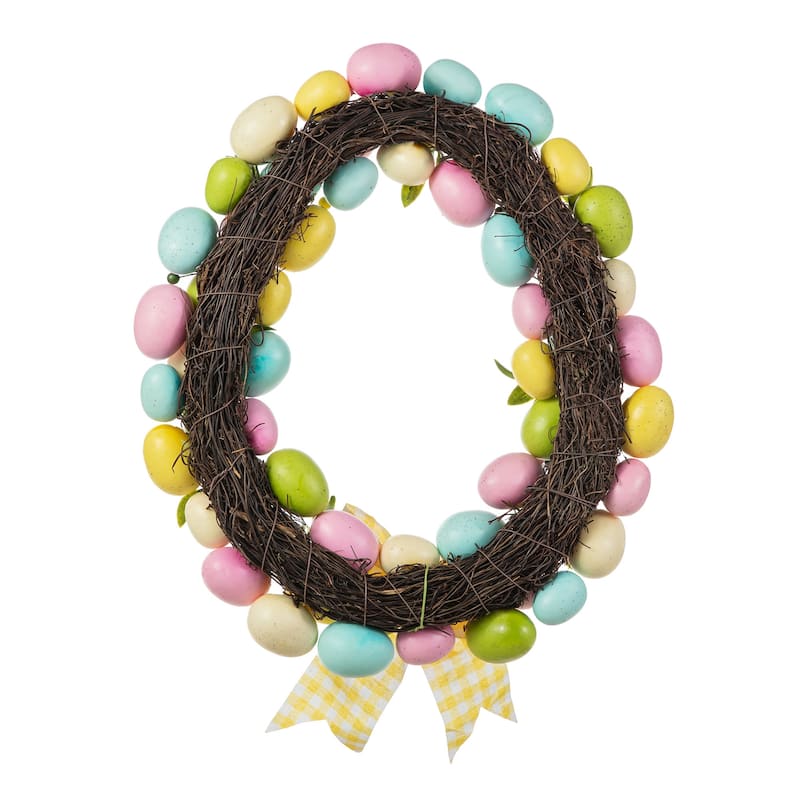 Glitzhome 18"D Easter Purple Hue Eggs Wreath for Front Door Wall Decor