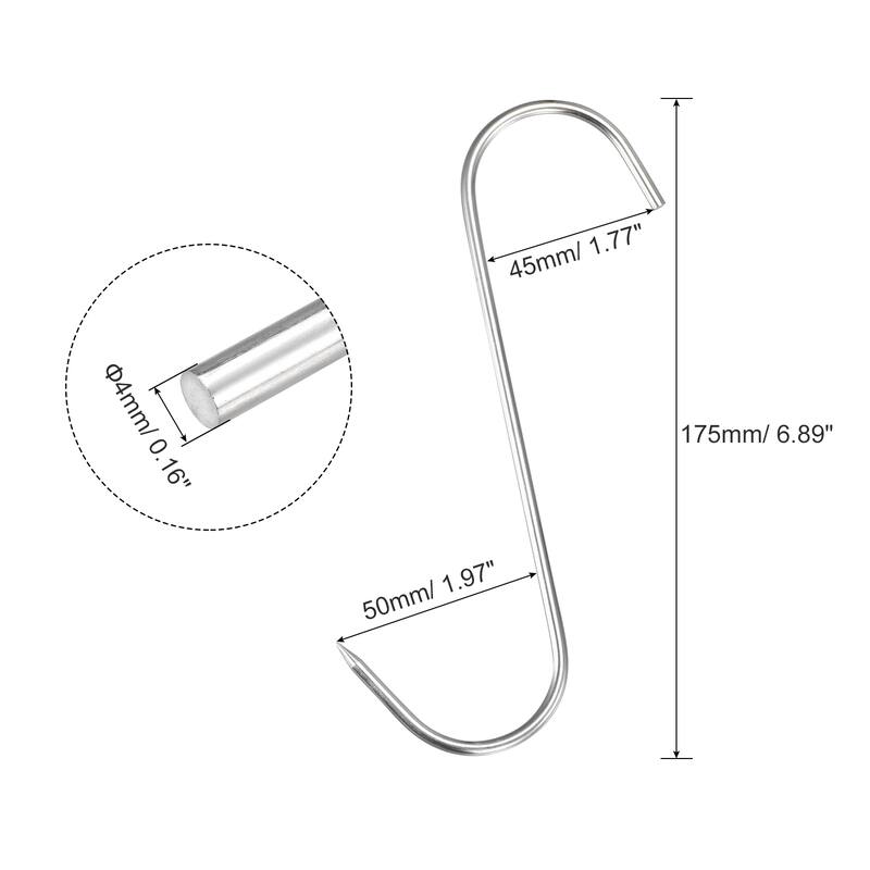 Meat Hooks, Stainless Steel S-Hook Meat Processing for Chicken Hanging - Silver Tone