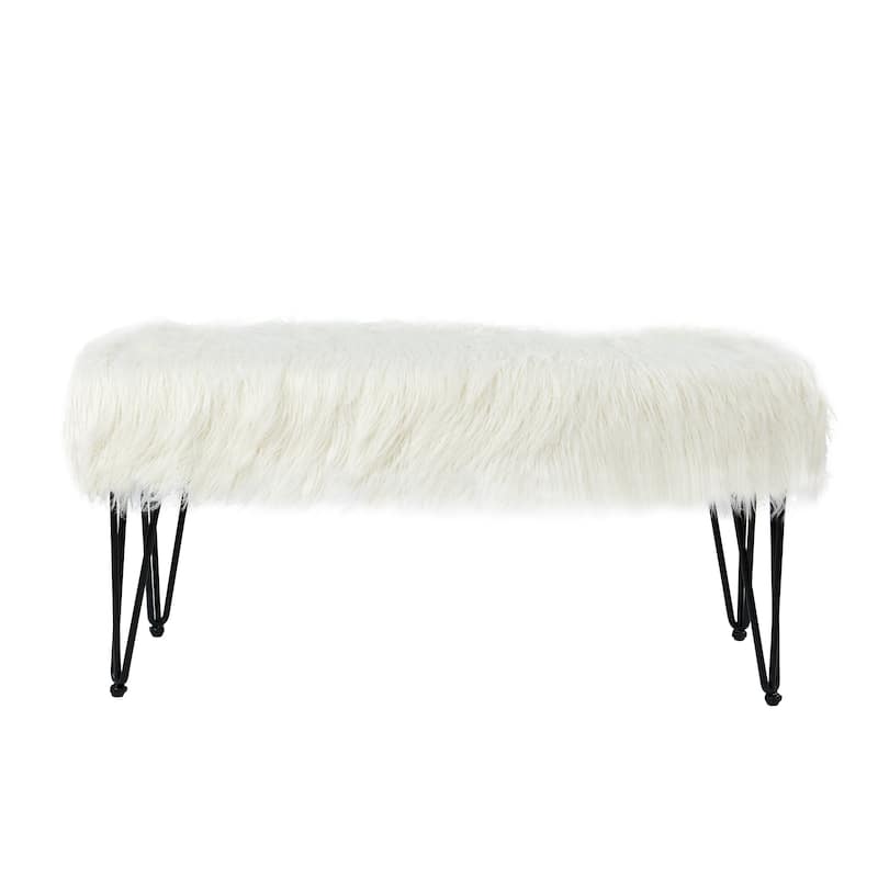 Mongolian Fauxfur Ottoman