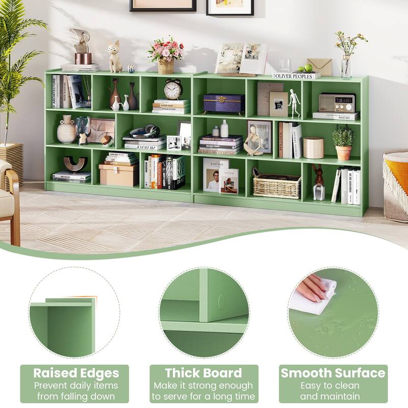 Freestanding 3-Tier Bookcase with 8 Open Cubes and Sturdy Screw Construction and Floor Protection