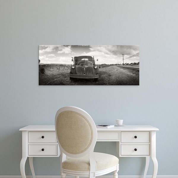 Easy Art Prints Panoramic Images's 'Old truck in a field, Napa Valley, California, USA' Premium Canvas Art