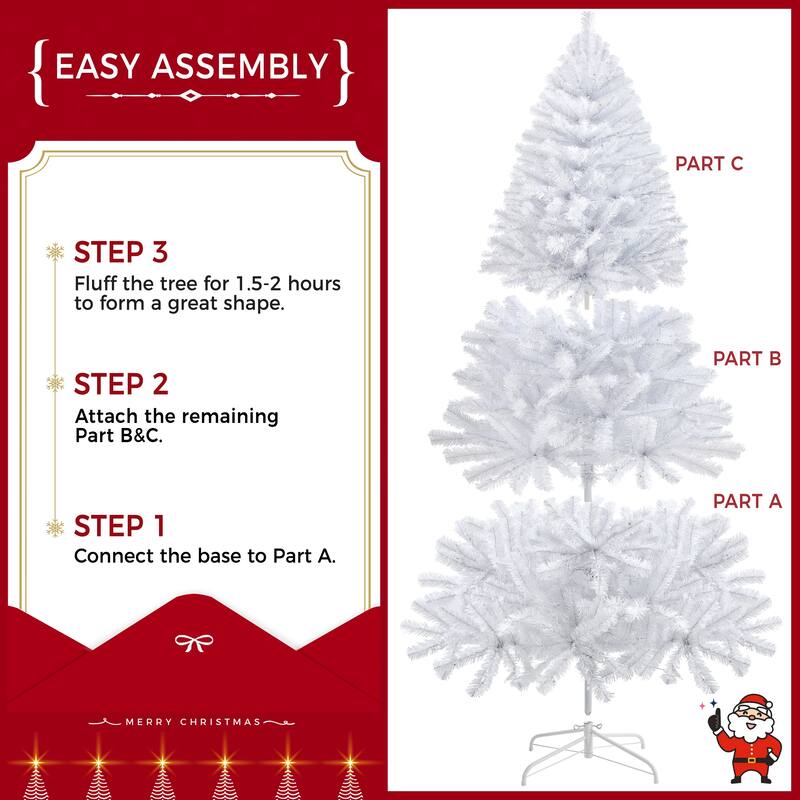 Yaheetech 4.5ft/6ft/7.5ft Pre-Lit Fir Artificial Christmas Tree with 150 Incandescent Warm Lights & 324 Tips