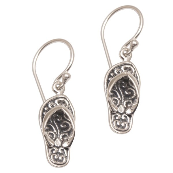 NOVICA Handmade Sterling Silver 'Celuk Sandal' Earrings (Indonesia ...
