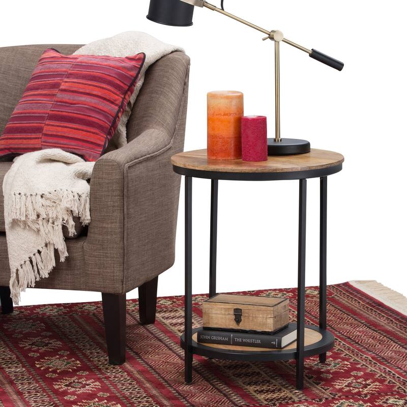 WYNDENHALL Alrich Industrial 18 inch Wide Metal Round Accent Side Table - 18 W x 18 D x 24 H - Natural