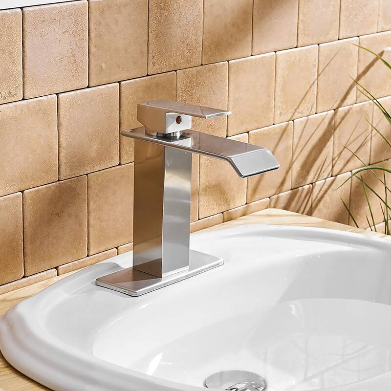 Chrome Waterfall Widespread Bathroom Sink Faucet
