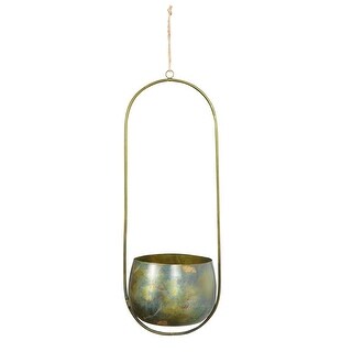 Oxidized Metal Hanging Planter - Grey
