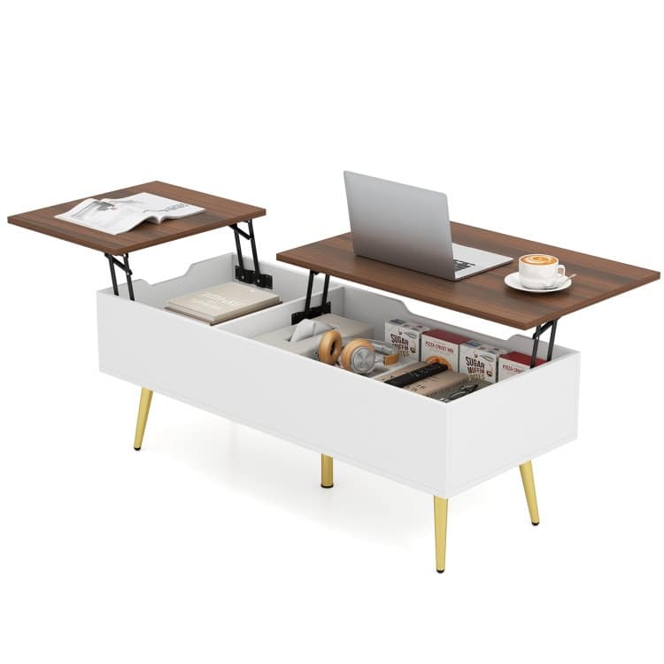 47 Inch Lift Top Coffee Table with 2 Hidden Compartments - 47" x 19" x 16.5"