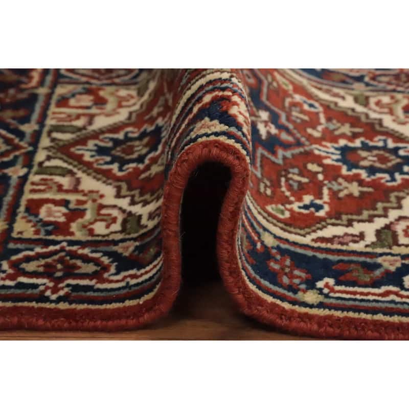Hand Knotted Oriental 100% Wool Carpet Traditional Medallion Oranges & Rust Heriz (serapi) Area Rug - 3' 0'' X 2' 0''
