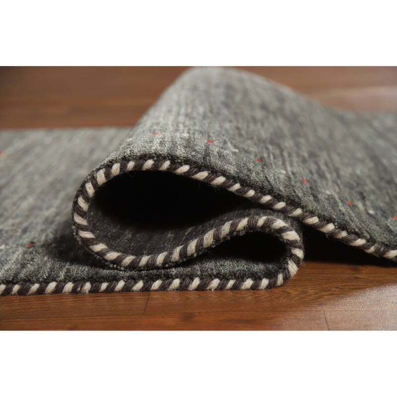 Oriental Grey Tribal Gabbeh Indian Rug Hand-Knotted Wool Carpet - 2'6" x 5'6"