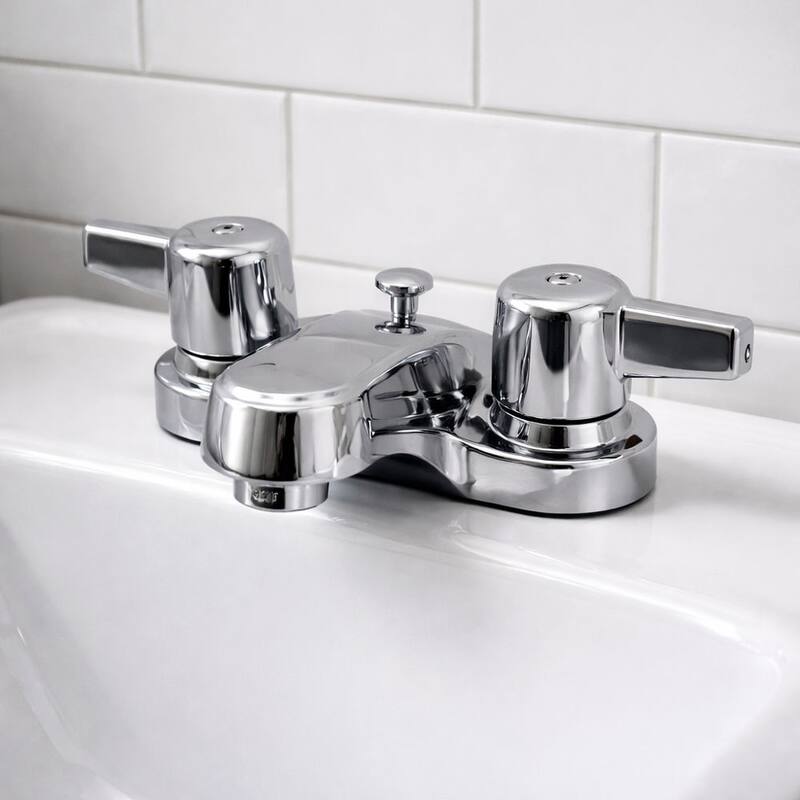 Two Handle Lavatory Faucet in Chrome Finish , 4 inch centerset - 6"W x 5.5"D x 3"H