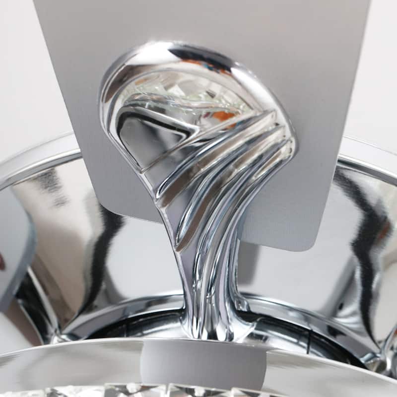 52" Chrome Downrod Mount Crystal Chandelier Ceiling Fan with Light and Remote Control - 52 in. W X 52 in. D X 20.5 in. H