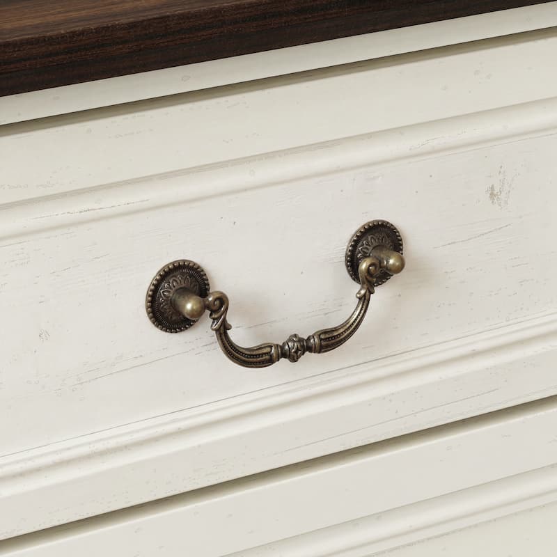 Farmhouse Nightstand with Charging Station, 3 Drawer Bedside Table with 2 AC Outlets & 2 USB Ports, Rustic Wood End Table