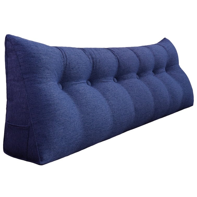 WOWMAX Bed Rest Wedge Reading Pillow Headboard Back Support Cushion - California King - Blue