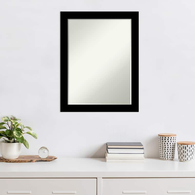 Brushed Half-Inch-Bevel Framed Wall Mirror - Brushed Black - Glass Size 18x24