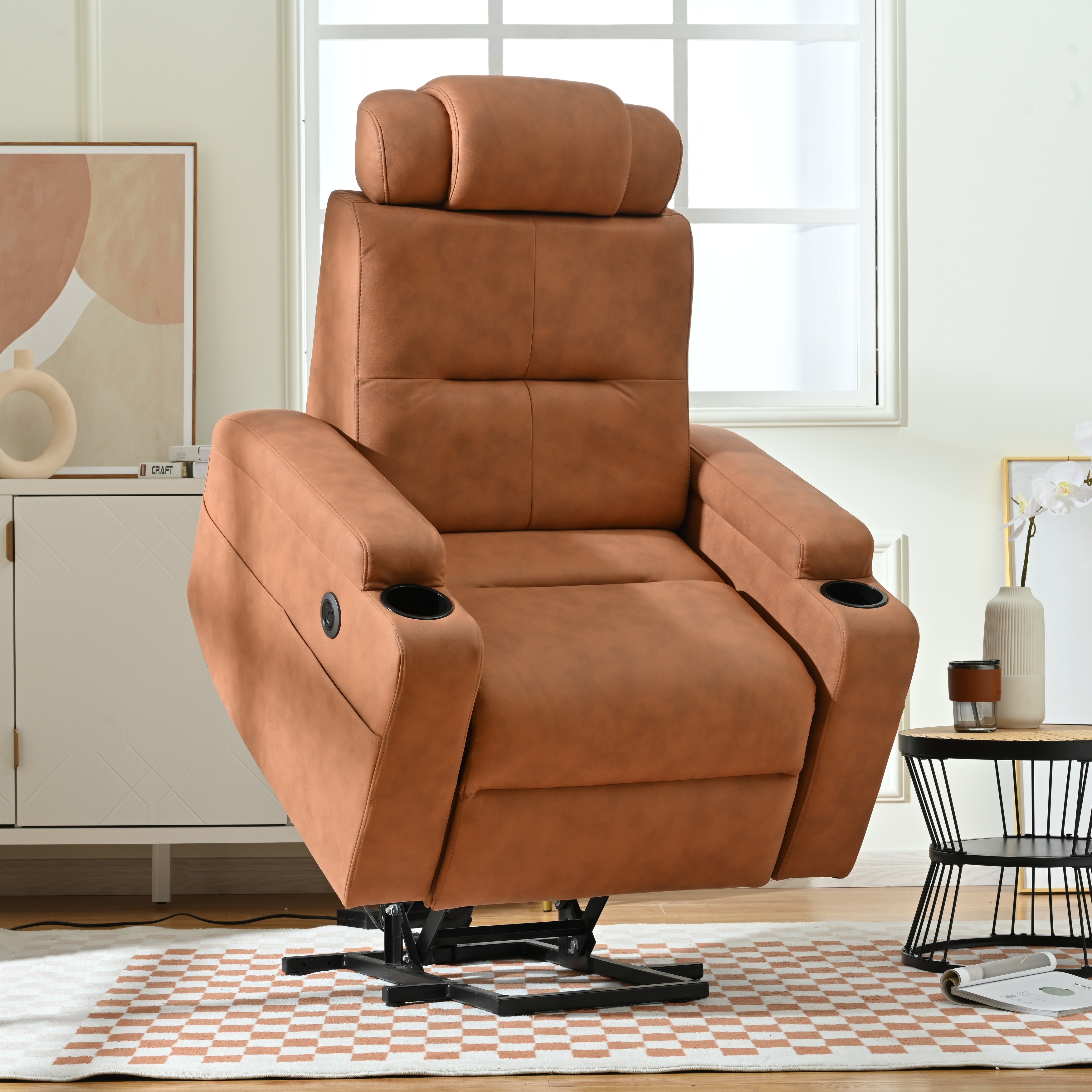 Fletcher Light Grey Leather Power Recliner Armchair with