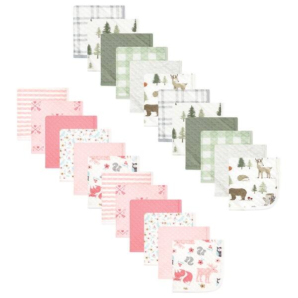 slide 1 of 1, Hudson Baby Infant Girl 24Pc Quilted Cotton Washcloths, Forest Animals Girl Forest, One Size One Size - Forest Animals Girl Forest