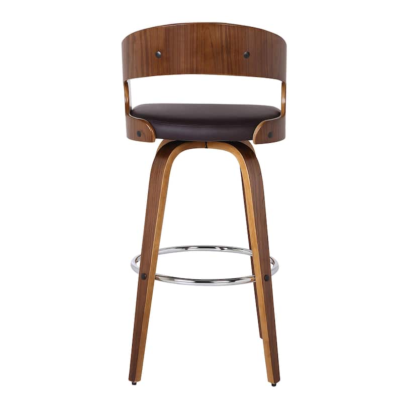 Shelly Mid-Century Swivel Bar Stool, Upholstered Counter Height Chair with Bentwood Legs