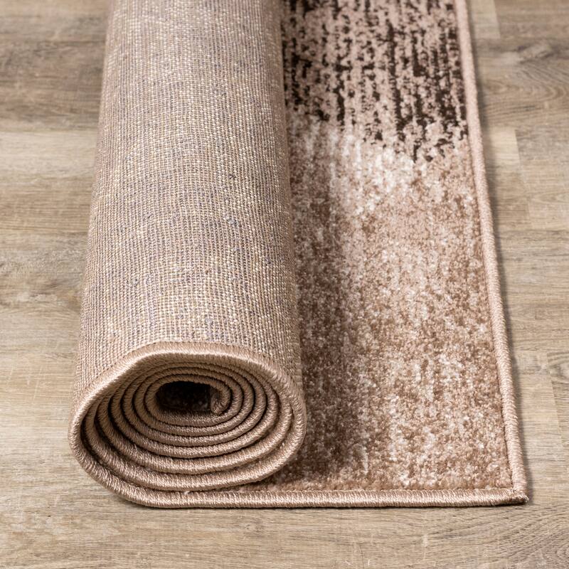May Collection - Brown/Taupe Distressed Geometric Rug