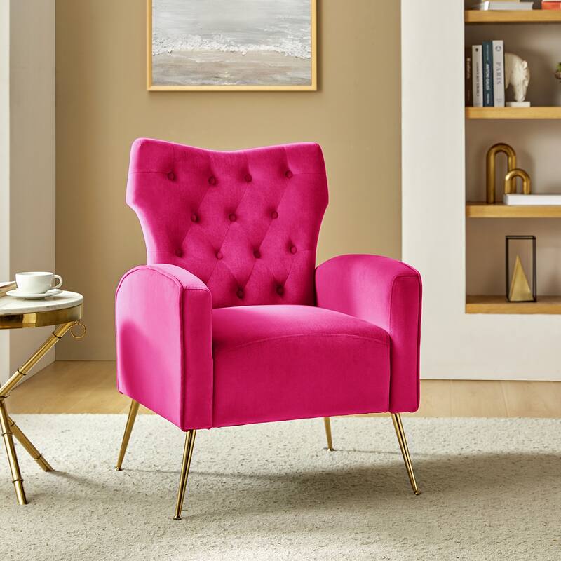 Abadiana Accent Tufted Chair with Metal Base by HULALA HOME