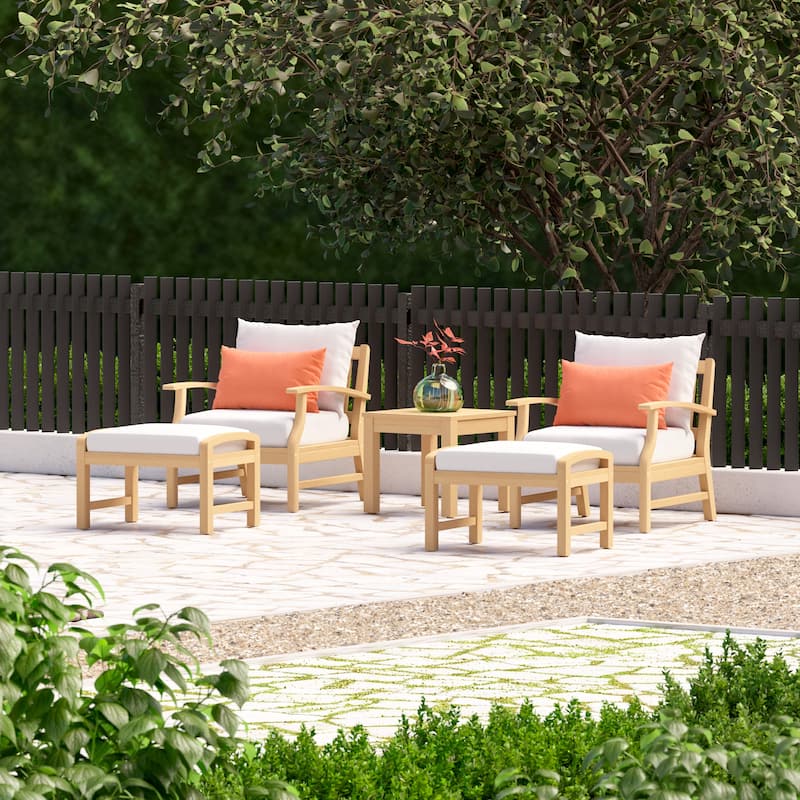 Kooper 5 Piece Sunbrella Outdoor Patio Club Chair And Ottoman Set