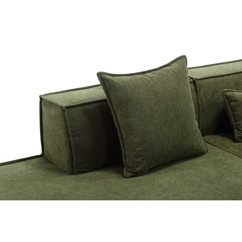 129.5'' Minimalist Modular L-Shaped 4 Seater Sectional Sofa Set with Chaise, Versatile Free-Combination Design
