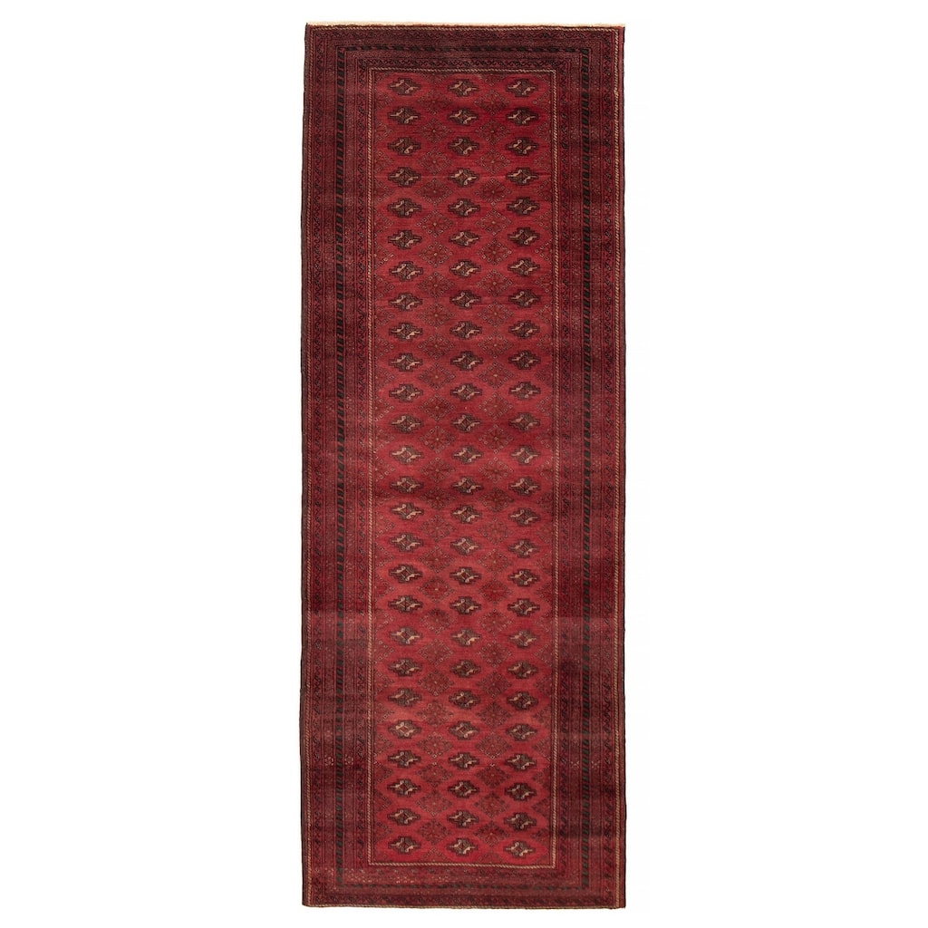 ECARPETGALLERY Hand-knotted Teimani Red Wool Rug - 3'6 x 9'9