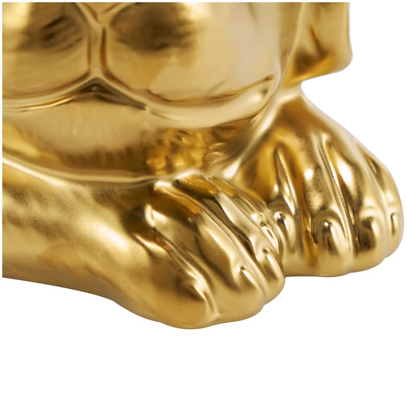 Silver or Gold Ceramic Laying Dog Sculpture with Matte Finish
