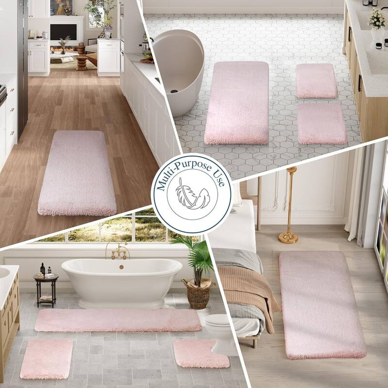 Bathroom Rug Non Slip Bath Mat for Bathroom, Water Absorbent Soft Microfiber Shaggy Bathroom Mat Machine Washable Bath Rug
