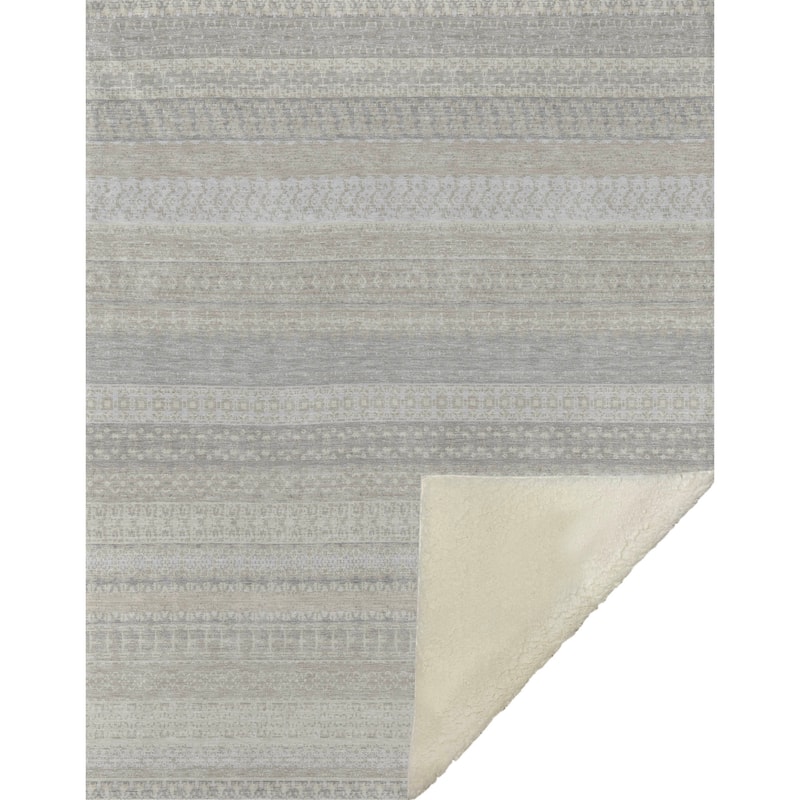 Premium Machine Washable Boho Stripes Sherpa Throw Blanket