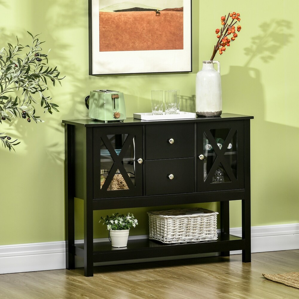 HOMCOM Kitchen Console Table, Buffet Sideboard, Wooden Storage Table with 2- Level Cabinet and Open Space - On Sale - Bed Bath & Beyond - 32497461