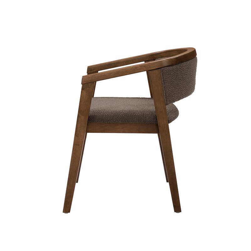 Christopher Knight Home - Noren Mid-Century Boucle Upholstered U-Shaped Dining Chair with Armrest - Set of 2