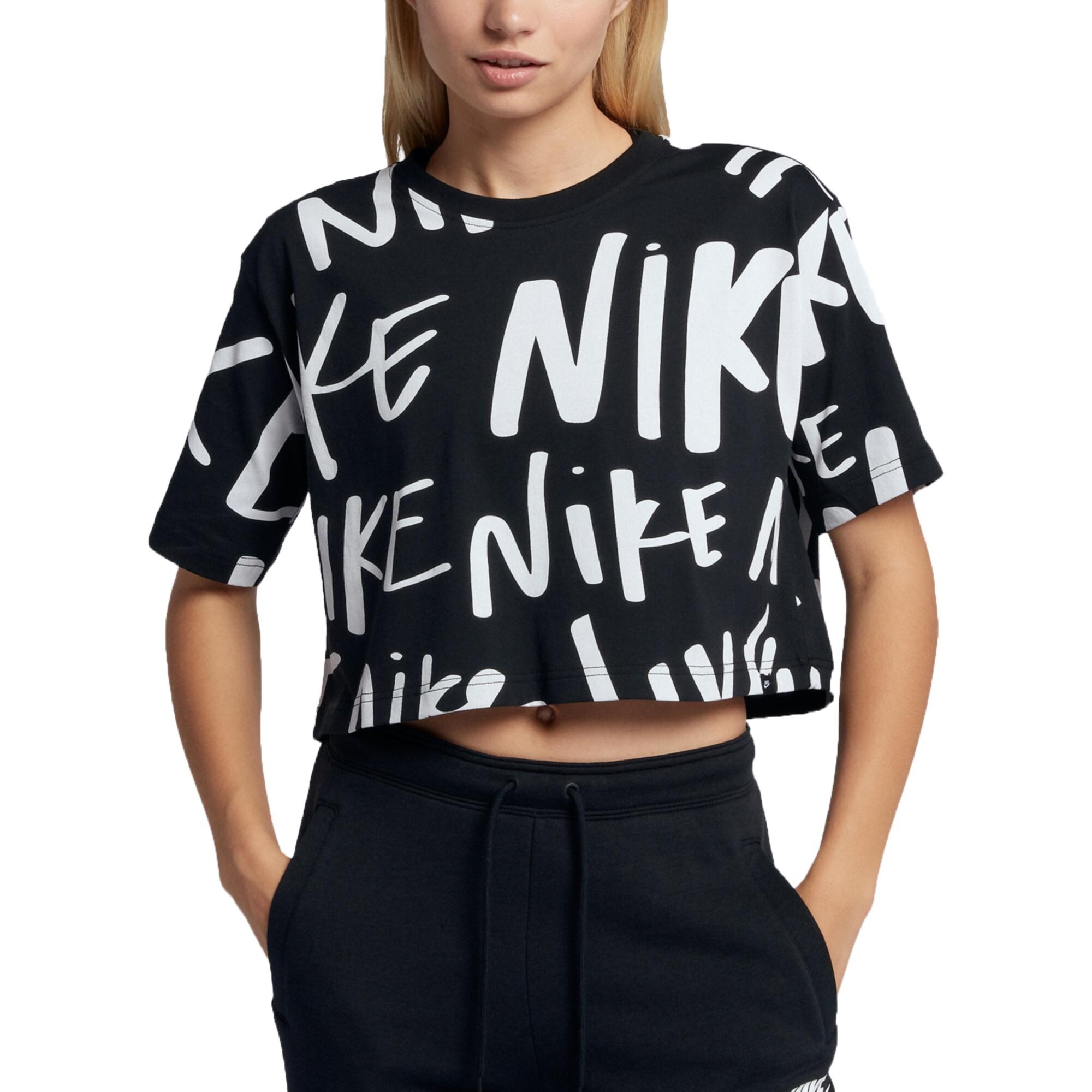black and white nike crop top