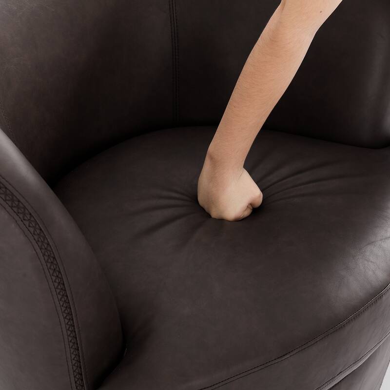 Modern Upholstery Barrel Swivel Chair Faux Leather