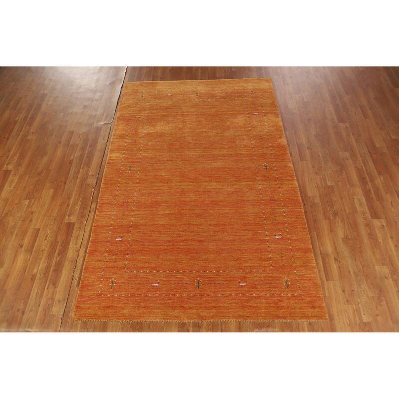 Hand Knotted Oriental 100% Wool Carpet Tribal Tribal Oranges & Rust Gabbeh Area Rug - 7' 8'' X 5' 0''