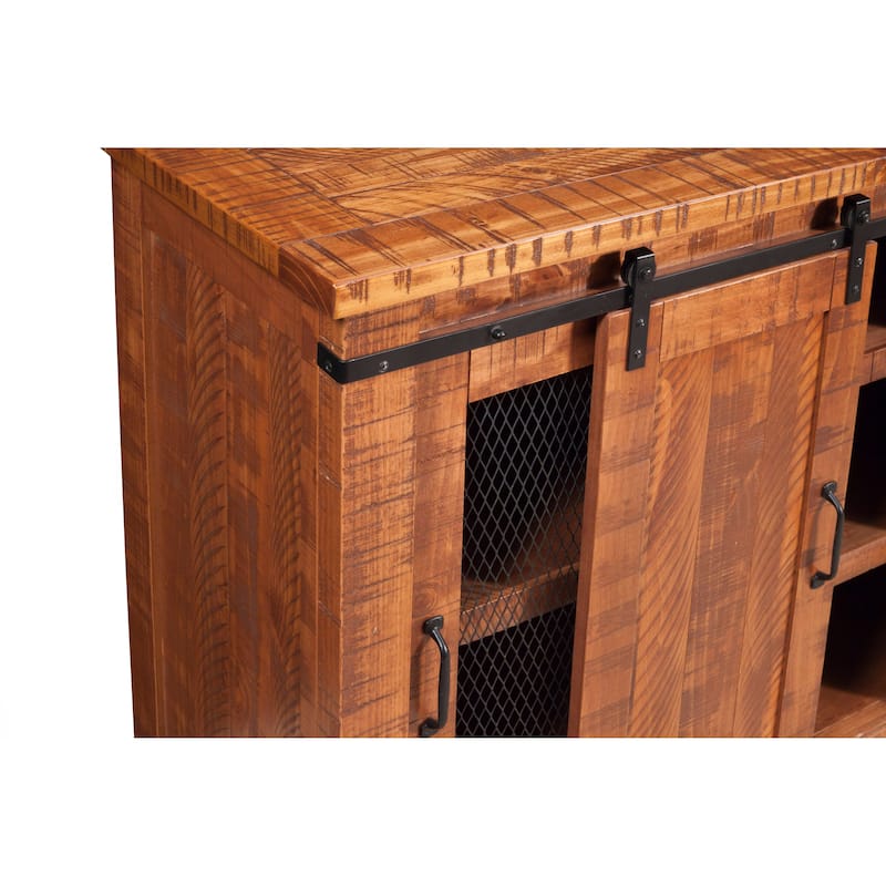 Rustic Farmhouse 65-Inch Wide Solid Wood TV Stand