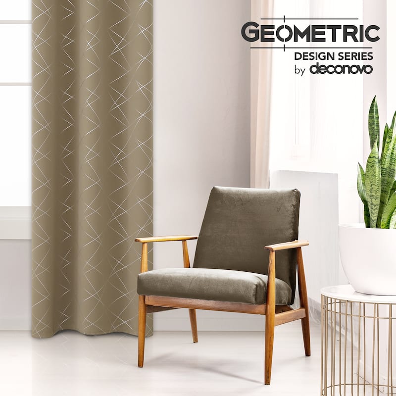 Deconovo Silver 42 Inch Geometric Curtain Panel Pair(2 Panel)