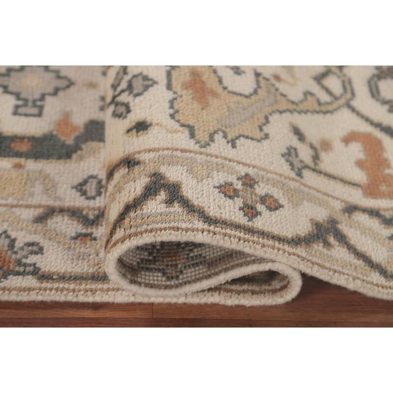 Oushak Runner Rug Hand-Knotted Wool Carpet - 2'7"x 9'11"