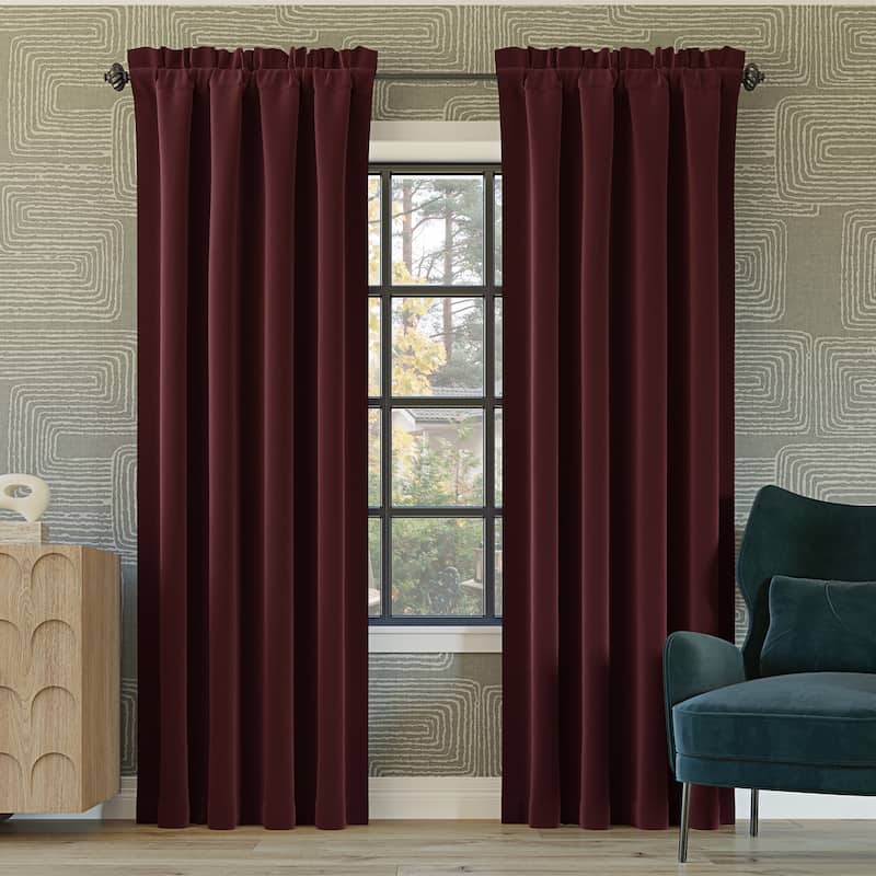 Sun Zero Oslo Theater Grade Extreme Total Blackout Rod Pocket 1-Piece Curtain Panel, Single Panel - 52" x 63" - Wine Red