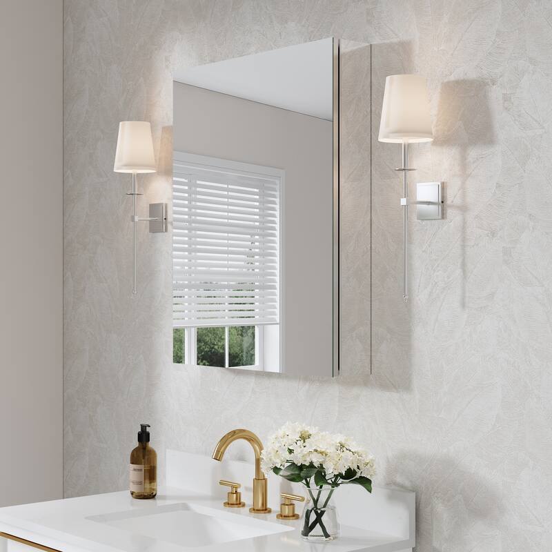 Recessed or Surface Wall Mount Bathroom Medicine Cabinet With Adjustable Glass Shelves